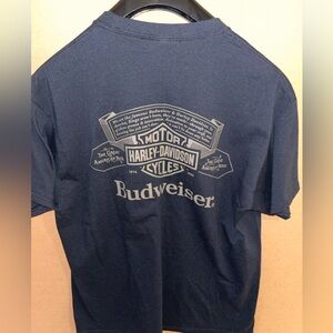 Budweiser Harley Davidson T-shirt Large S/S Great USA Black